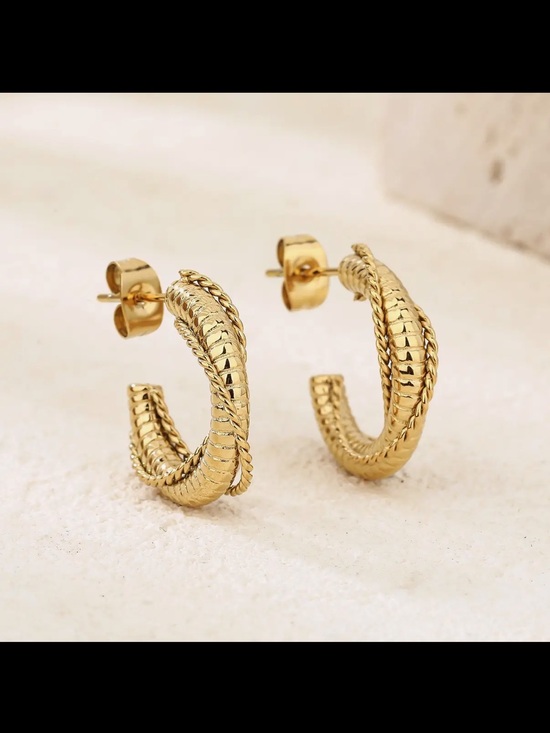 Jewelry - Gold Twisted Hoop Earrings - Women Jewelry